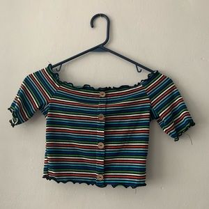 Ambiance Multicolored off the shoulder crop top